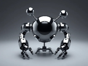Write a Blender Python script to create a ball-and-stick molecular model. Place a central sphere (radius 0.5) at the origin. Place two smaller spheres (radius 0.3) at a 104.5-degree angle relative to the center. Connect the central sphere to the outer spheres with cylinders (radius 0.1) acting as bonds. All objects should have smooth shading and a basic grey plastic material.